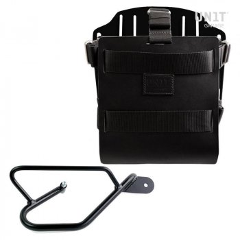 Taschenhalter aus Aluminium mit verstellbarer Lederfront, Schnellkupplung und Rahmen (ab 2016)