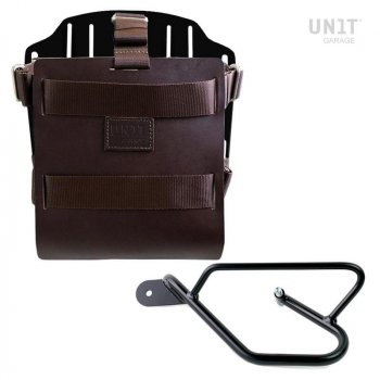 Taschenhalter aus Aluminium mit verstellbarer Lederfront, Schnellkupplung und Rahmen (ab 2016)