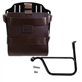 Taschenhalter aus Aluminium mit verstellbarer Lederfront, Schnellkupplung und Rahmen (ab 2019)