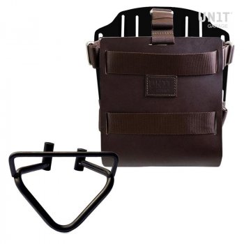 Taschenhalter aus Aluminium mit verstellbarer Lederfront, Schnellkupplung und Rahmen (ab 2020)