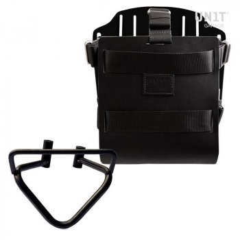 Taschenhalter aus Aluminium mit verstellbarer Lederfront, Schnellkupplung und Rahmen (ab 2020)