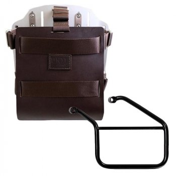 Taschenhalter aus Aluminium mit verstellbarer Lederfront, Schnellkupplung und Rahmen