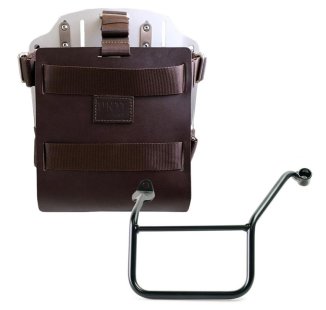 Aluminium-Taschenhalter mit verstellbarer Lederfront, Schnellkupplung und Rahmen