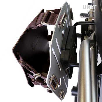 Aluminium-Taschenhalter mit verstellbarer Lederfront, Schnellkupplung und Rahmen