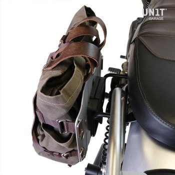 Aluminium-Taschenhalter mit verstellbarer Lederfront, Schnellkupplung und Rahmen
