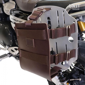 Aluminium-Taschenhalter mit verstellbarer Lederfront, Schnellkupplung und Rahmen