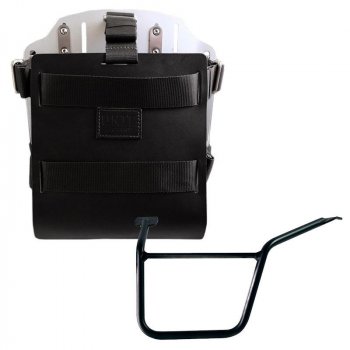 Taschenhalter aus Aluminium mit verstellbarer Lederfront, Schnellkupplung und Pan America 1250 Rahmen