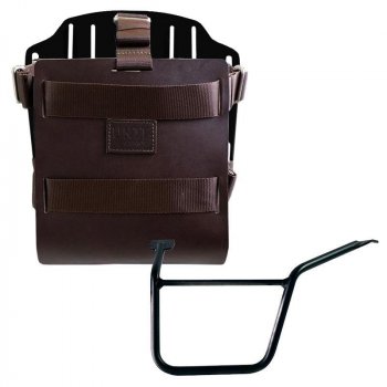 Taschenhalter aus Aluminium mit verstellbarer Lederfront, Schnellkupplung und Pan America 1250 Rahmen