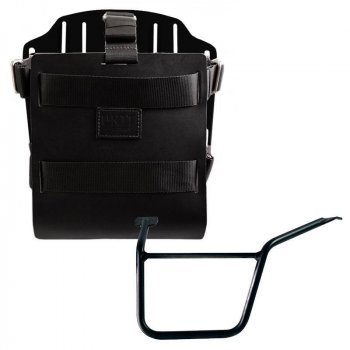 Taschenhalter aus Aluminium mit verstellbarer Lederfront, Schnellkupplung und Pan America 1250 Rahmen
