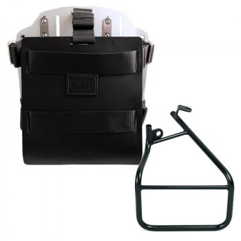 Alu-Taschenhalter mit verstellbarer Lederfront, Schnellkupplung und Sportster S 1250 Rahmen