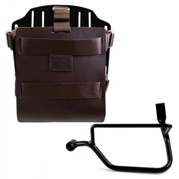 Taschenhalter aus Aluminium mit verstellbarer Lederfront, Schnellkupplung und Street Twin 900 Rahmen (ab 2016)