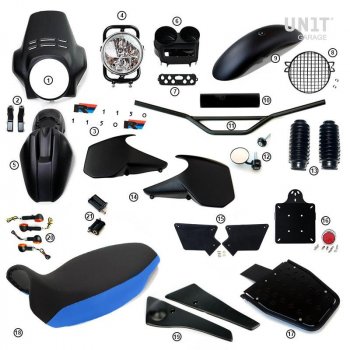 R1150R PRO Kit mit Tankseitenverkleidungen im Rohr (Matt Black)
