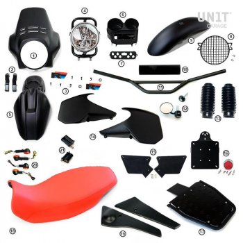 R1150R PRO Kit mit Tankseitenverkleidungen im Rohr (Matt Black)