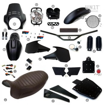 R1150R PRO Kit mit Tankseitenverkleidungen im Rohr (Matt Black)