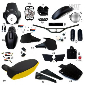 R1150R PRO Kit mit Tankseitenverkleidungen im Rohr (Matt Black)