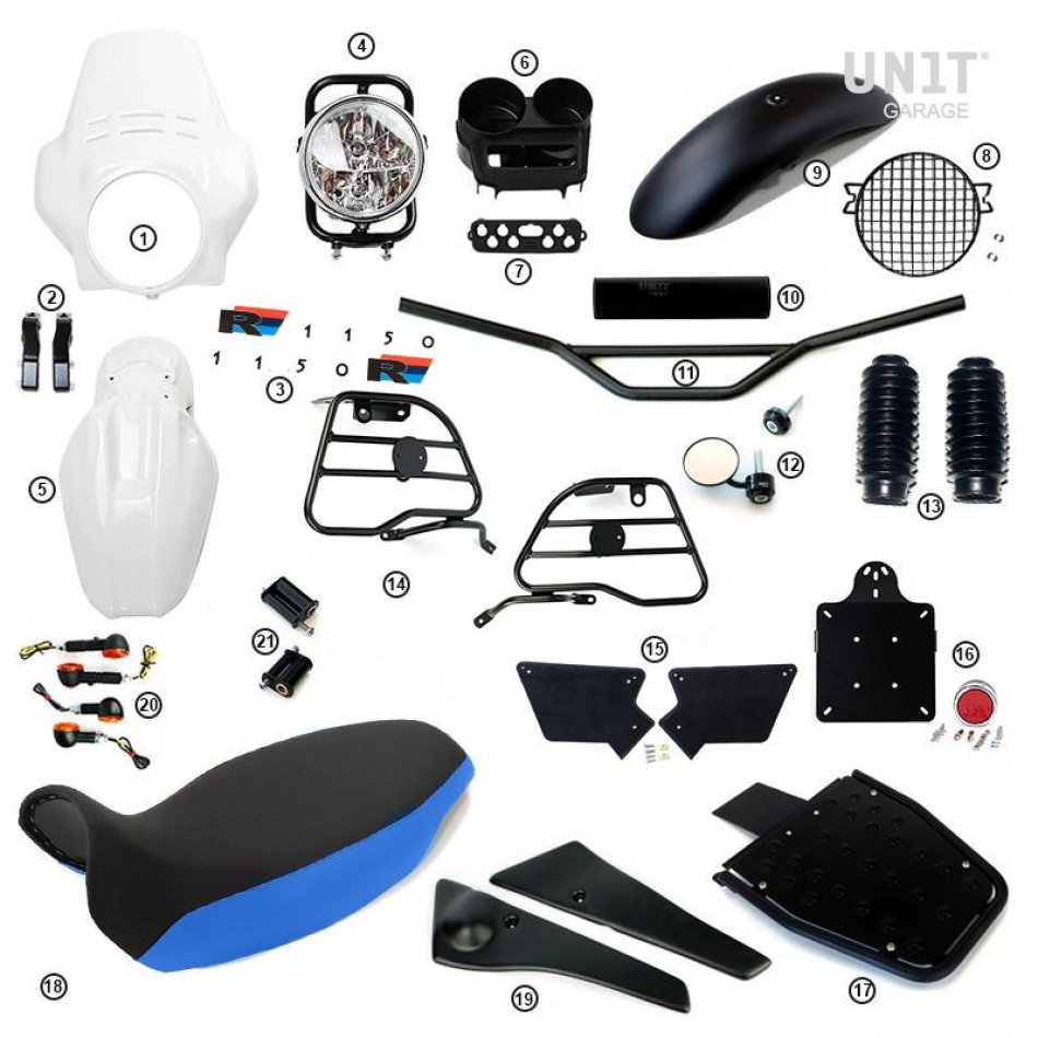 R1150R PRO Kit mit Tankseitenverkleidungen im Rohr (Alpine White)
