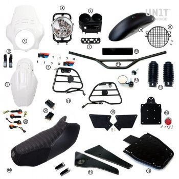 R1150R PRO Kit mit Tankseitenverkleidungen im Rohr (Alpine White)