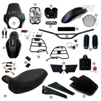R1150R PRO Kit mit Tankseitenverkleidungen im Rohr (Matt Black)