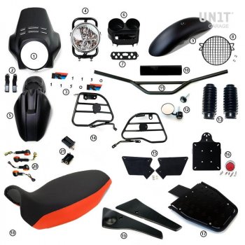 R1150R PRO Kit mit Tankseitenverkleidungen im Rohr (Matt Black)