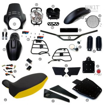 R1150R PRO Kit mit Tankseitenverkleidungen im Rohr (Matt Black)