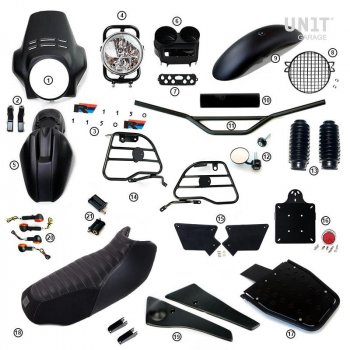 R1150R PRO Kit mit Tankseitenverkleidungen im Rohr (Matt Black)